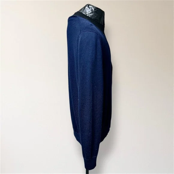 Brooks Brothers Red Fleece Mens L Navy Extra Fine Merino Wool Cardigan Grandpa - Picture 2 of 7